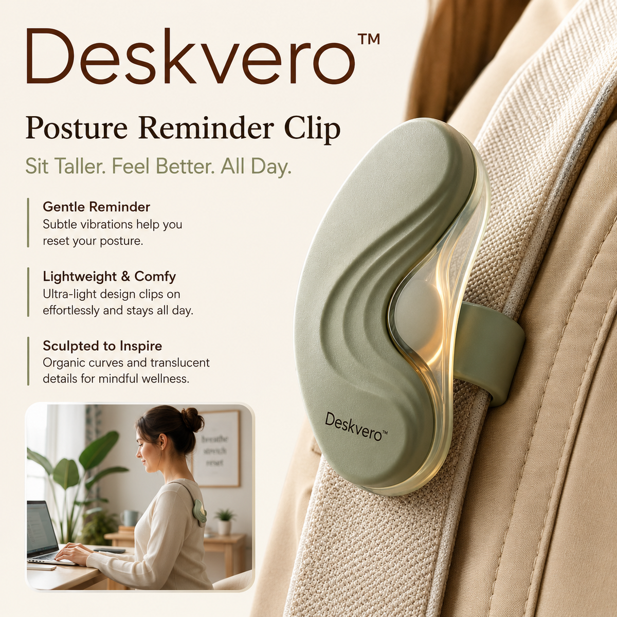 📎 Deskvero™ Posture Reminder Clip